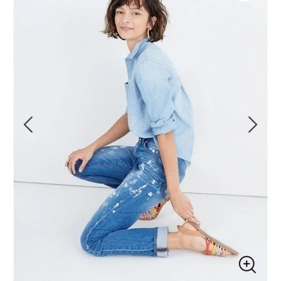 madewell high rise slim boyfriend fit paint jeans​